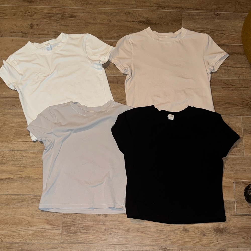 Yogalicious Women's Short Sleeve Tee Set - Black, White, Gray, Cream